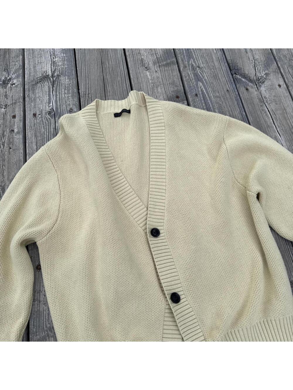 Zara Men's Cream and Yellow Cardigan